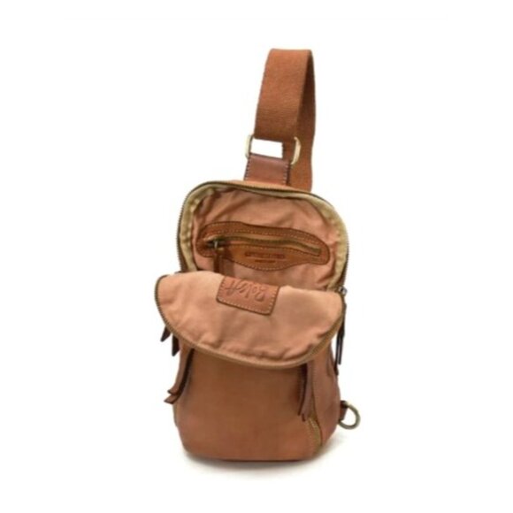 Logan Cognac Leather Sling Backpack With Adjustable Strap By Bolsa Nova Anthro - Picture 4 of 5